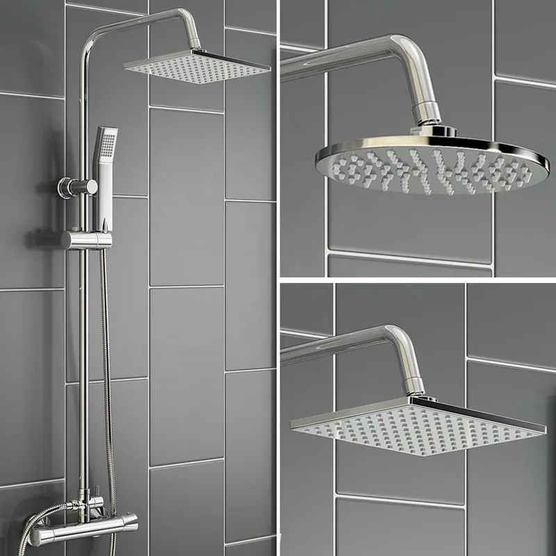 Chrome Round-Head Exposed Bar Shower with Slim Riser – photo 2