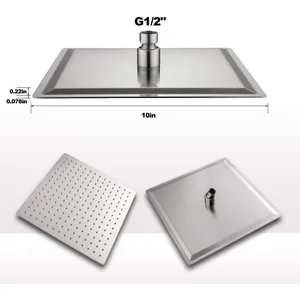 10-Inch Ultra-Slim Square Rainfall Shower Head