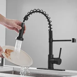 Matte Black Spring Pull-Down Kitchen Faucet – photo 3