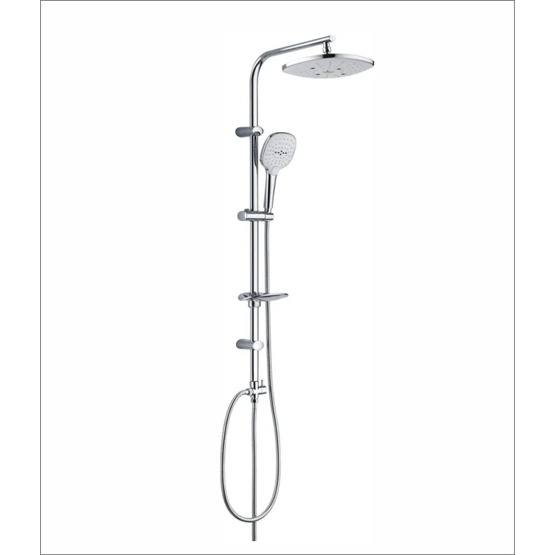 Chrome Shower Column with Oval Rain Head, Hand Shower and Soap Dish