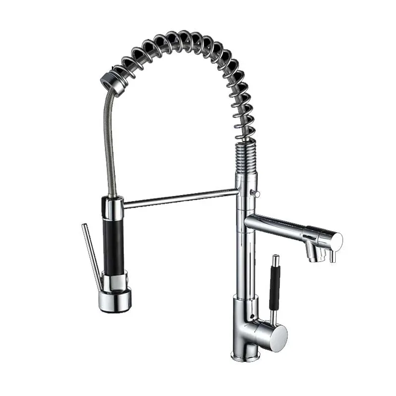 Dual Spout Kitchen Faucet with Spring Pull-Down Sprayer – photo 3