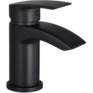 Chrome Waterfall Basin Mixer with Curved Lever – photo 4