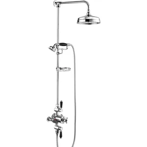 Traditional Chrome Exposed Shower System with Round Rain Head and Hand Shower – photo 5