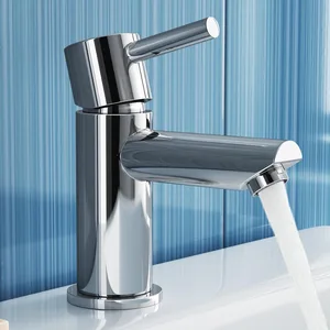 Chrome Cylindrical Basin Mixer with Side Lever – photo 3