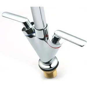 Chrome Dual-Lever Gooseneck Kitchen Mixer with Conical Body – photo 3