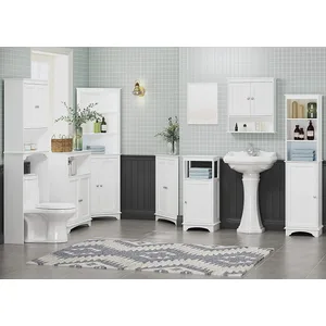 White Corner Bathroom Cabinet with Adjustable Shelf – photo 2