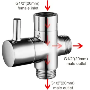 Chrome Square Wall Shower Arm with Round Head and Hand Shower Diverter – photo 5