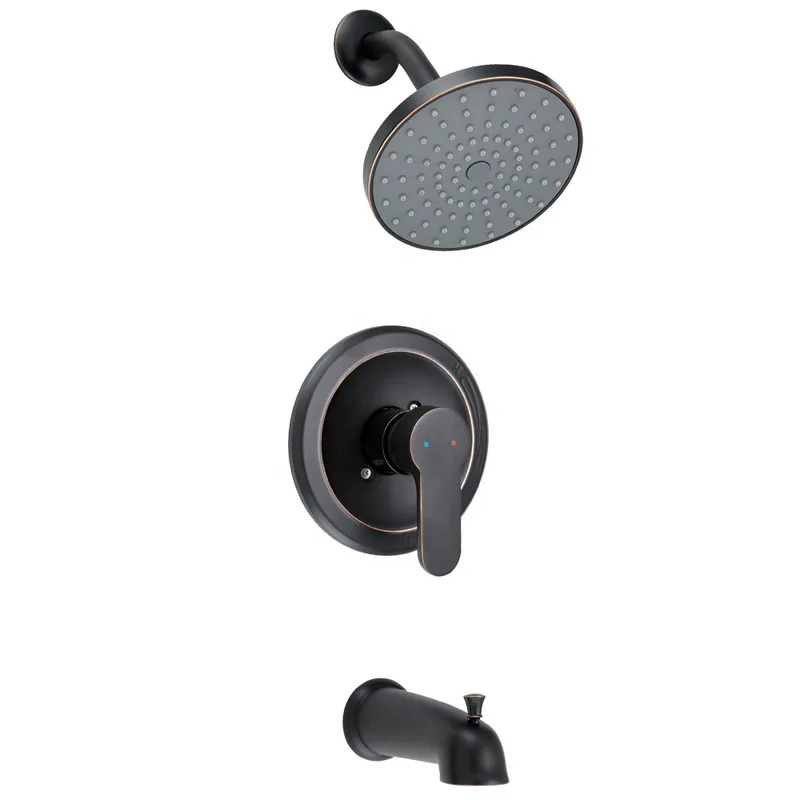 Matte Black Concealed Shower with Round Rain Head and Bath Spout – photo 2
