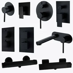 Matte Black Concealed Shower with Ceiling-Mounted Rain Head and Slide Rail – photo 2