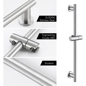 Brushed Stainless Steel Shower Slide Bar with Adjustable Holder