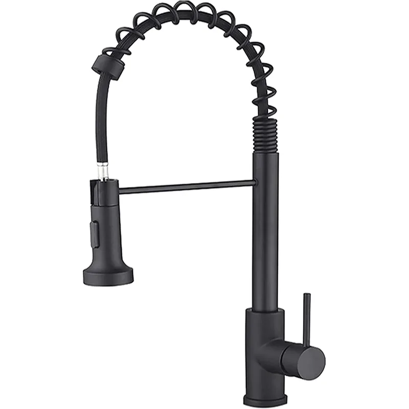 Matte Black Spring Pull-Down Kitchen Faucet Sprayer – photo 3