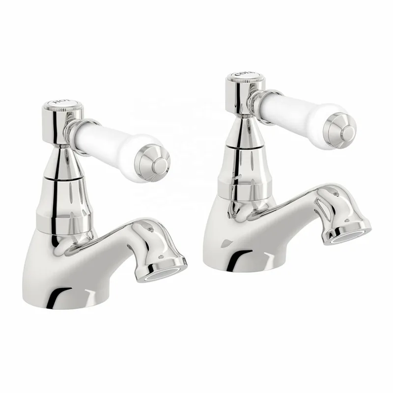 Traditional Chrome Basin Pillar Taps with White Levers (Pair) – photo 3