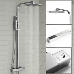 Chrome Round-Head Exposed Bar Shower with Slim Riser – photo 4