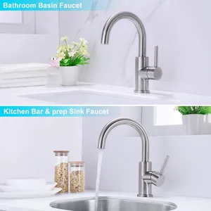 Brushed Gooseneck Bar and Prep Sink Faucet, Single Lever