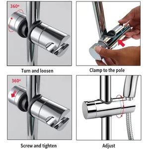 Brushed Stainless Steel Shower Slide Bar with Adjustable Holder – photo 2