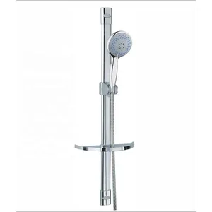 Slim Chrome Shower Slide Bar Set with Hand Shower