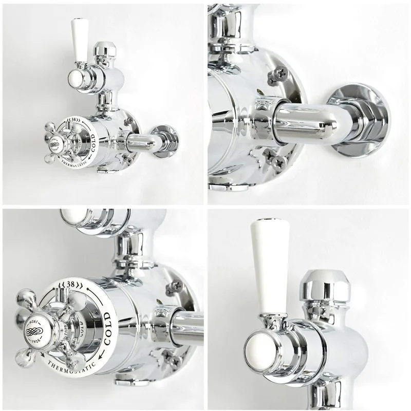 Traditional Chrome Rigid Riser Bath Shower with Rain Head and Handset – photo 2