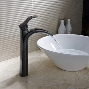 Brushed Tall Vessel Basin Mixer with Curved Spout – photo 2