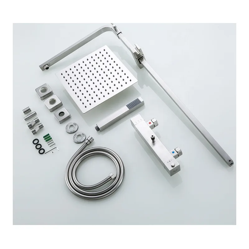 Square Exposed Shower System with Rain Head, Hand Shower and Bath Spout – photo 4