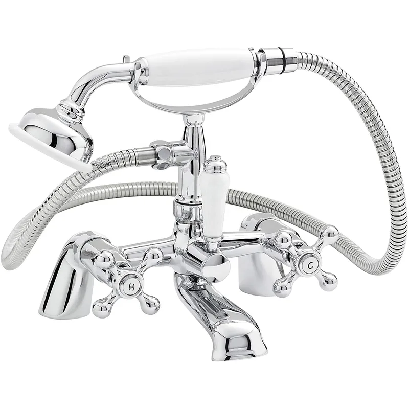 Traditional Wall-Mounted Bath Shower Mixer with Ceramic-Style Lever Handles – photo 3