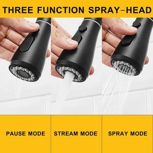 Matte Black Pull-Down Kitchen Faucet with Spray and Stream Modes – photo 3