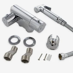 Chrome Bidet Shower (Shattaf) Kit with Square Wall Mixer Valve – photo 3