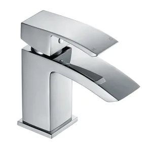 Chrome Square Basin Mixer with Angled Spout