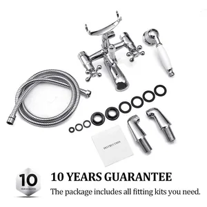 Traditional Bath Shower Mixer with Cross Handles and Hand Shower – photo 5