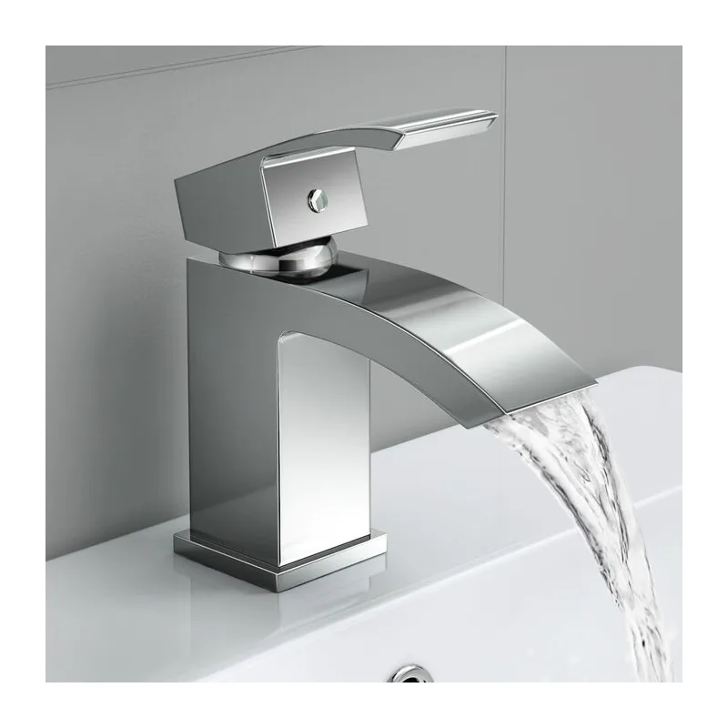 Chrome Square Basin Mixer with Angled Spout – photo 2