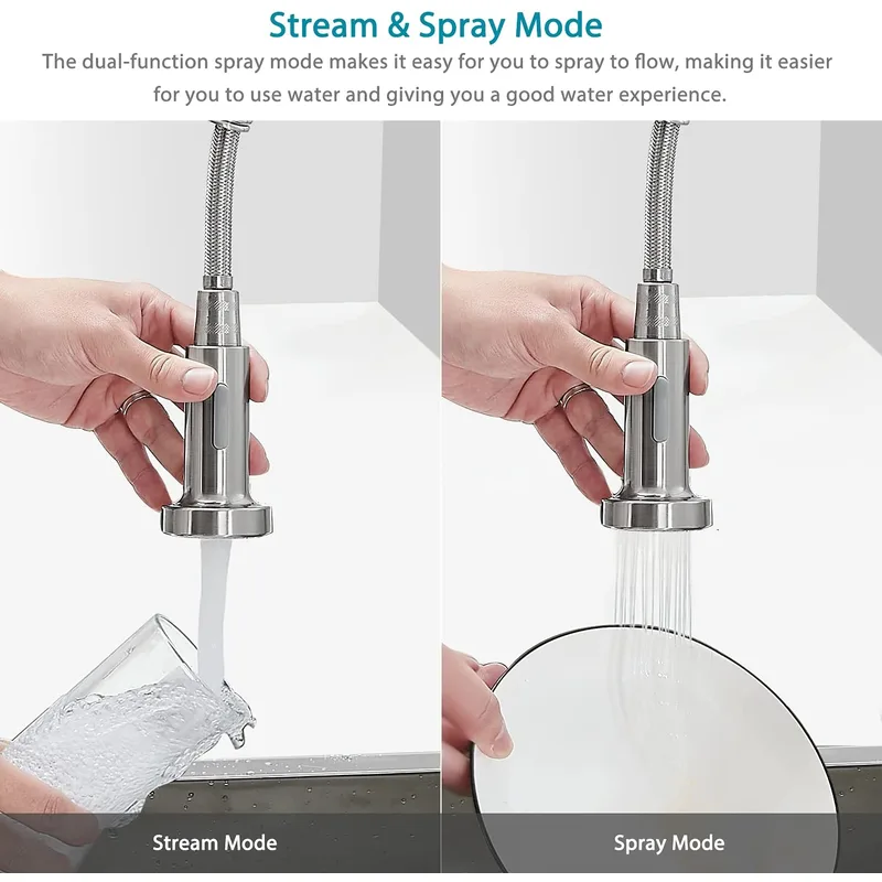 Matte Black Spring Pull-Down Kitchen Faucet Sprayer – photo 5