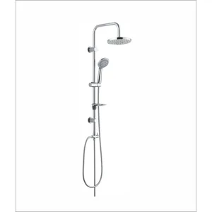Exposed Shower Set with Round Rain Head and Hand Shower on Slide Rail