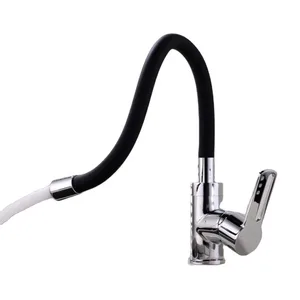 Kitchen Faucet with Flexible Black Silicone Spout