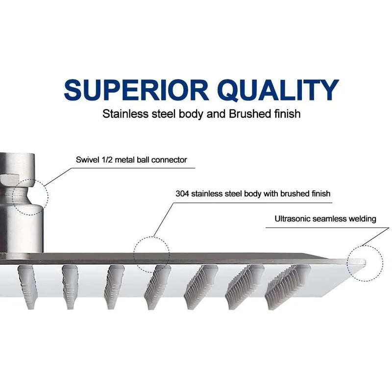 10-Inch Ultra-Slim Square Rainfall Shower Head – photo 4