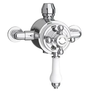 Traditional Chrome Rigid Riser Shower with Rain Head, Handset and Exposed Valve – photo 4