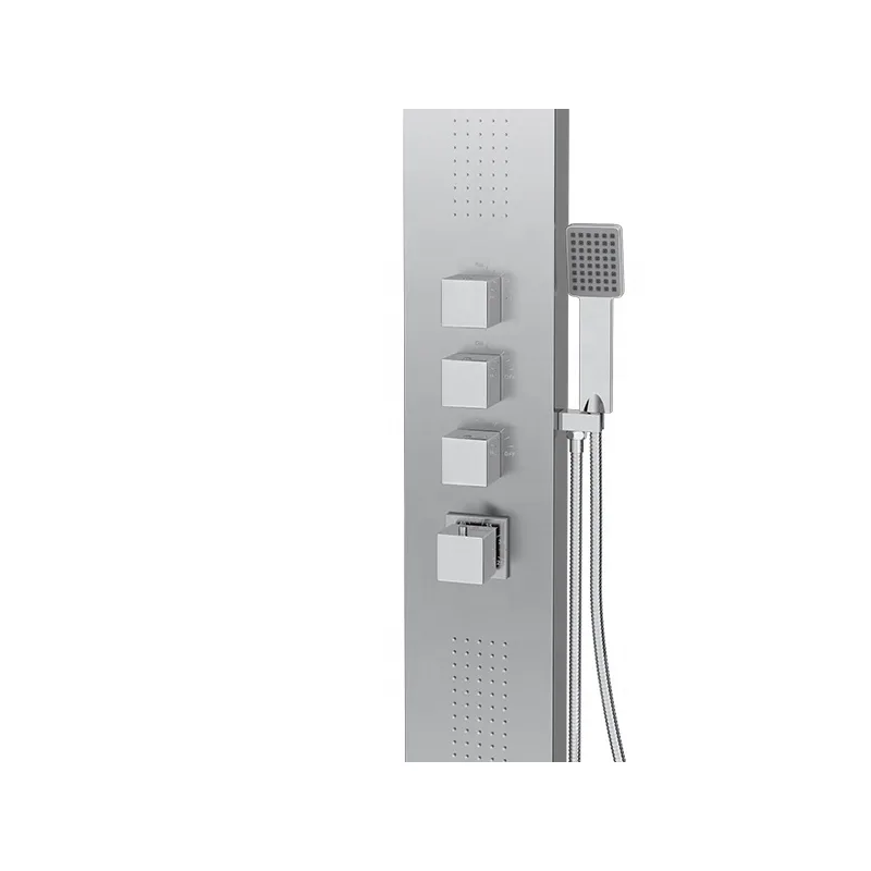 Brushed Shower Panel Column with Rain Head, Body Jets and Hand Shower – photo 2
