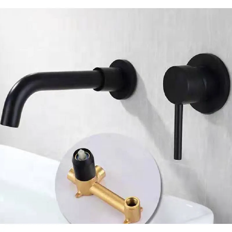Wall-Mounted Basin Spout and Mixer Set – Chrome, Brushed Gold or Matte Black – photo 4