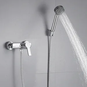 Chrome Wall-Mounted Shower Mixer with Hand Shower
