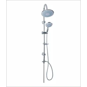 Chrome Shower Column with Round Rain Head and Multi-Function Hand Shower