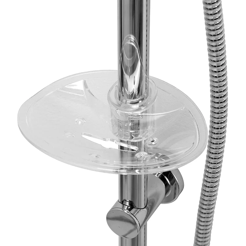 Shower Slide Bar with Clear Soap Dish
