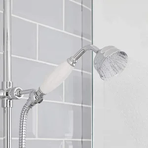 Traditional Chrome Rigid Riser Bath Shower with Rain Head and Handset – photo 3