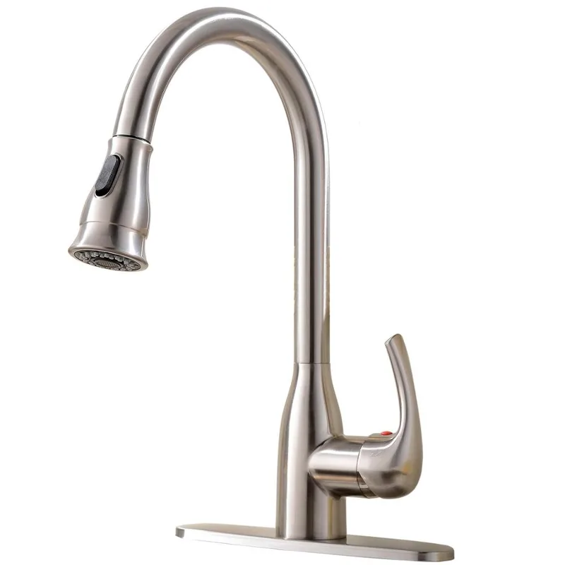 Brushed Gooseneck Pull-Down Kitchen Faucet with Stream and Spray Modes – photo 2