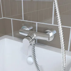 Chrome Wall-Mounted Shower Mixer with Hand Shower – photo 4