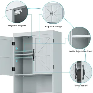 Over-the-Toilet Bathroom Storage Cabinet with Barn-Style Doors – photo 4