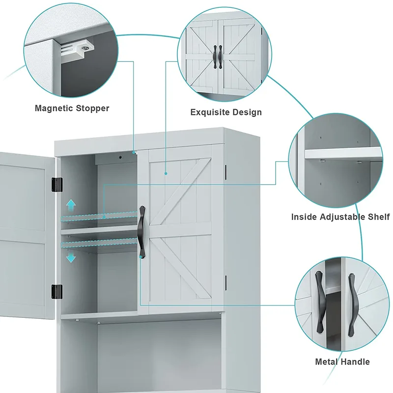 Over-the-Toilet Bathroom Storage Cabinet with Barn-Style Doors – photo 4