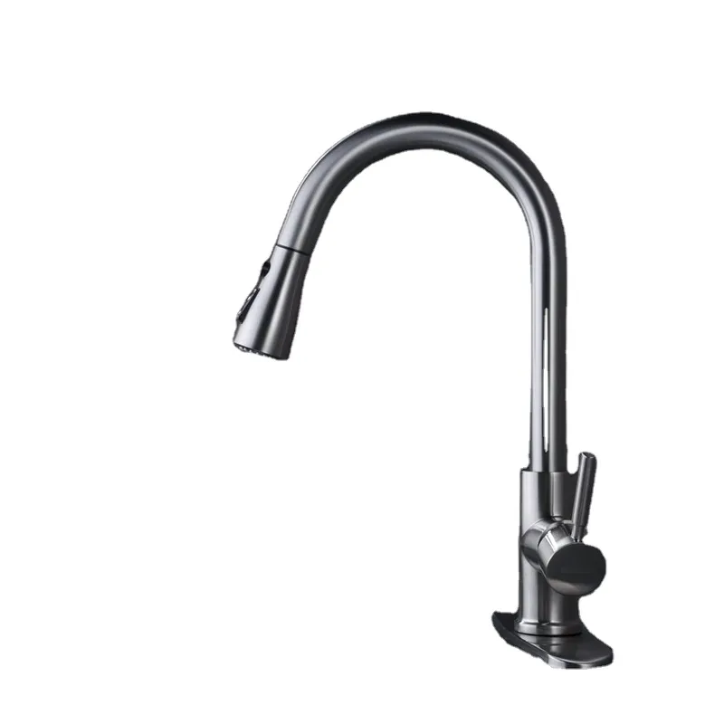 Brushed Pull-Down Kitchen Faucet with Escutcheon, 1- or 3-Hole Installation – photo 3