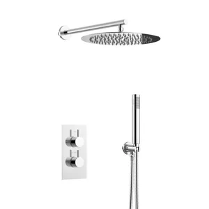 Brushed Concealed Shower System with Square Rain Head and Hand Shower – photo 4