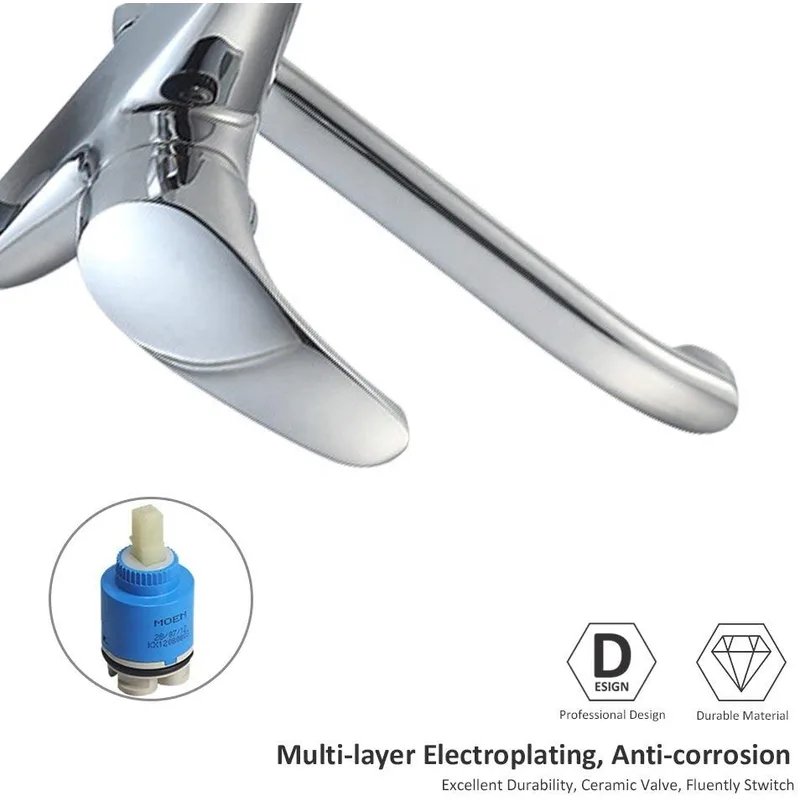 Chrome Wall-Mounted Single-Lever Kitchen Mixer with Long Spout – photo 2
