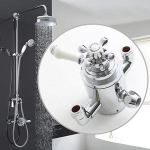 Traditional Chrome Rigid Riser Shower with Twin-Control Exposed Valve