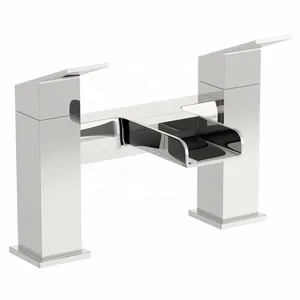 Chrome Square Waterfall Bath Filler – Wide Two-Handle