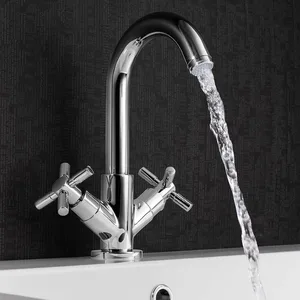 Chrome Twin Cross-Handle Basin Mixer with Pop-Up Waste – photo 3
